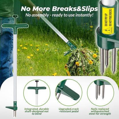 Long Handle Stand Up Weed Puller, 3-Claw Garden Root Weeding Tool