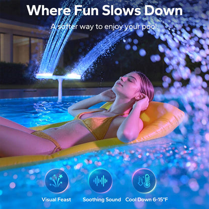Solar Pool Fountain with Auto Lights & Remote, Dual Adjustable Spray for All Pool Types