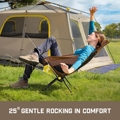 Lightweight Foldable Rocking Camping Chair, Portable Outdoor Rocker Chair with Carry Bag