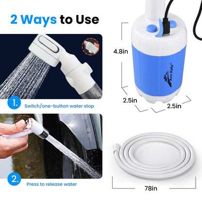 Rechargeable Portable Camping Shower Pump, Outdoor Electric Shower Kit