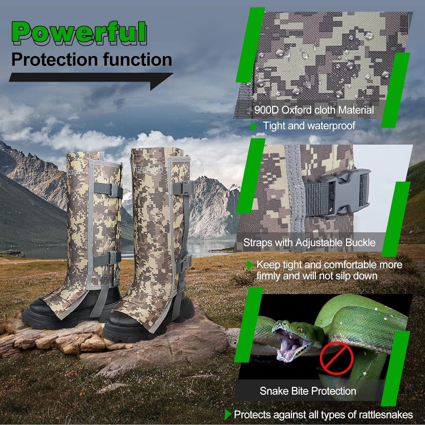 Adjustable Snake Proof Gaiters, Unisex Anti-Snake Bite Leg Guards for Hunting Hiking