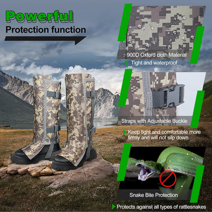 Adjustable Snake Proof Gaiters, Unisex Anti-Snake Bite Leg Guards for Hunting Hiking