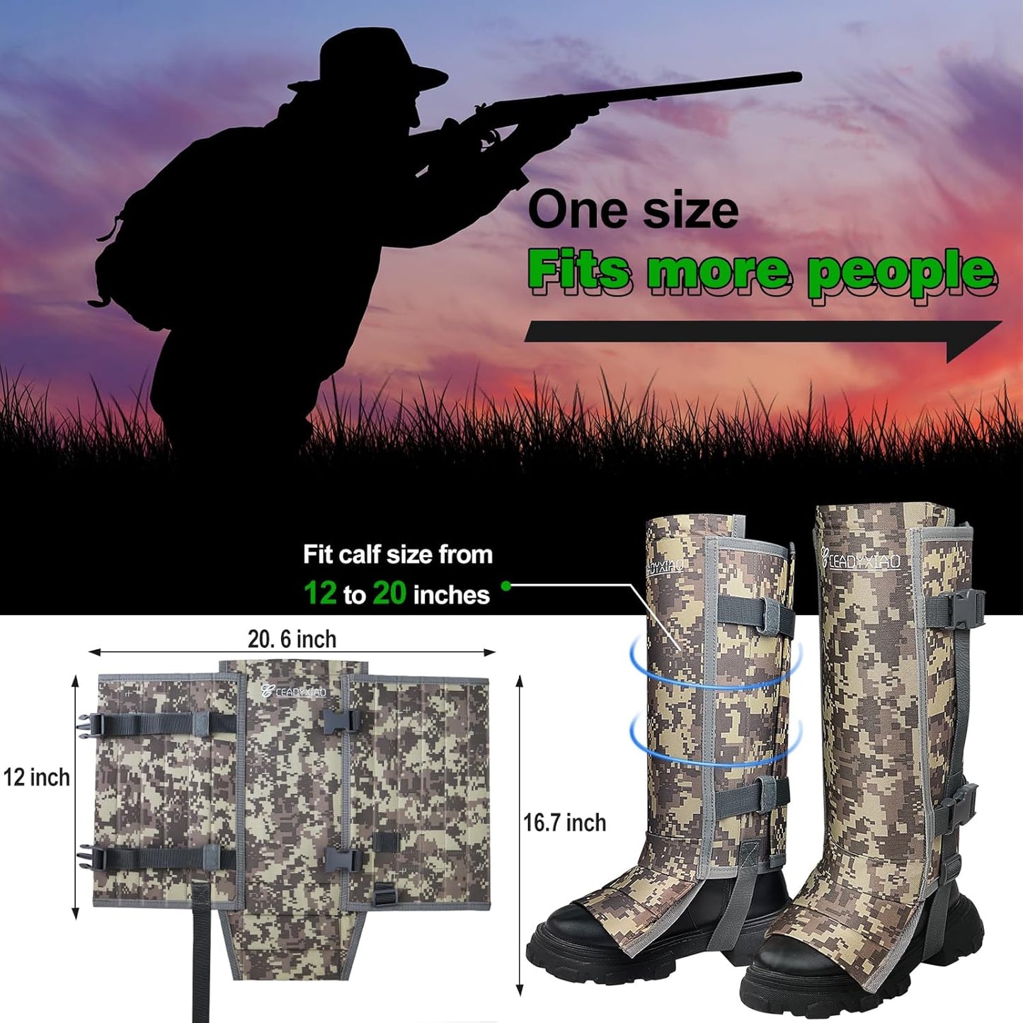 Adjustable Snake Proof Gaiters, Unisex Anti-Snake Bite Leg Guards for Hunting Hiking