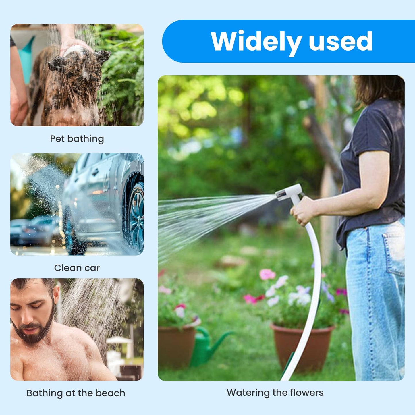 Rechargeable Portable Camping Shower Pump, Outdoor Electric Shower Kit