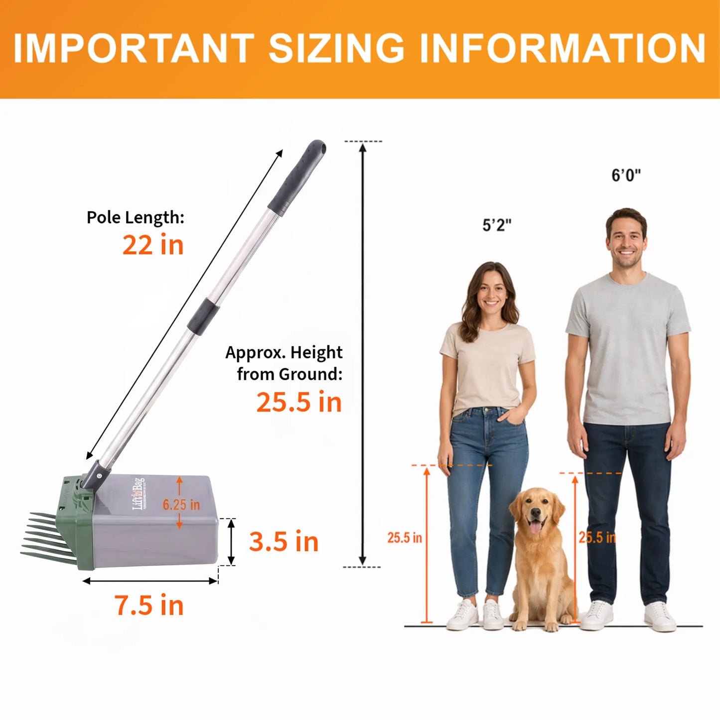 22" Pole One-Hand Dog Pooper Scooper, Scoop-to-Bag Pet Waste Cleaner
