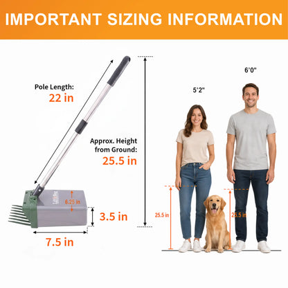 22" Pole One-Hand Dog Pooper Scooper, Scoop-to-Bag Pet Waste Cleaner