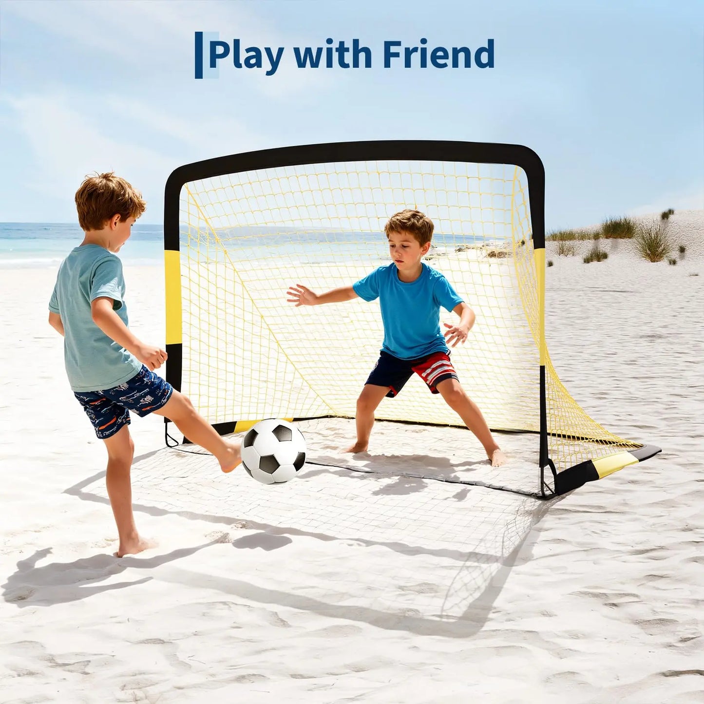 6×4 FT Portable Soccer Goal Set with Cones, Pump & Carry‑Bag for Backyard Beach Training