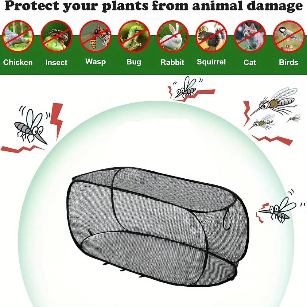 Reusable Pop‑Up Insect‑Proof Plant Protector, Mesh Garden Netting with Stakes