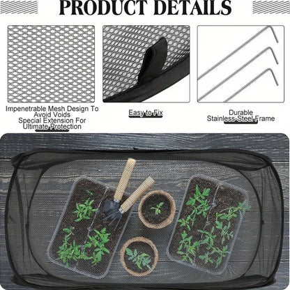Reusable Pop‑Up Insect‑Proof Plant Protector, Mesh Garden Netting with Stakes