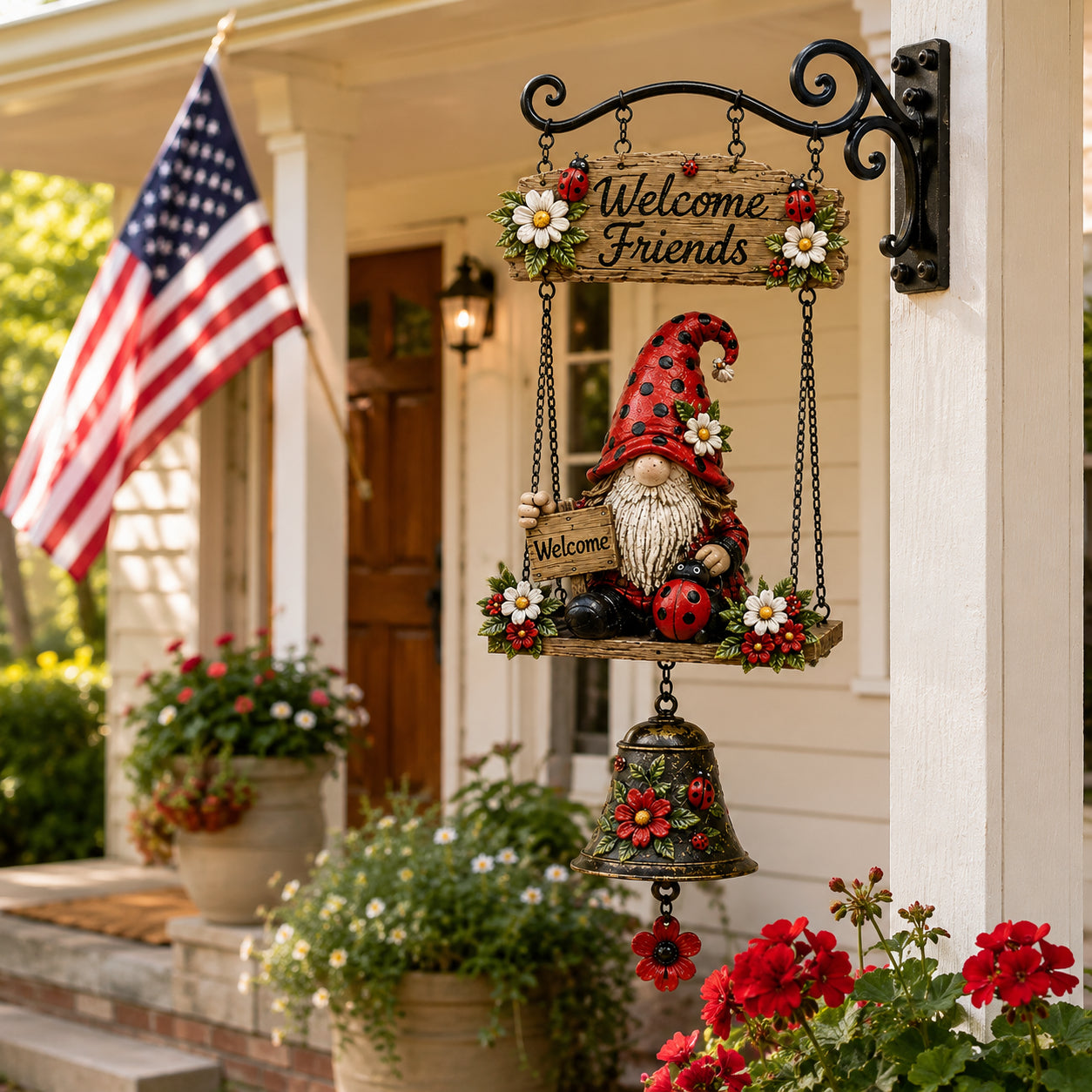 Garden Hanging Welcome Sign With Bell