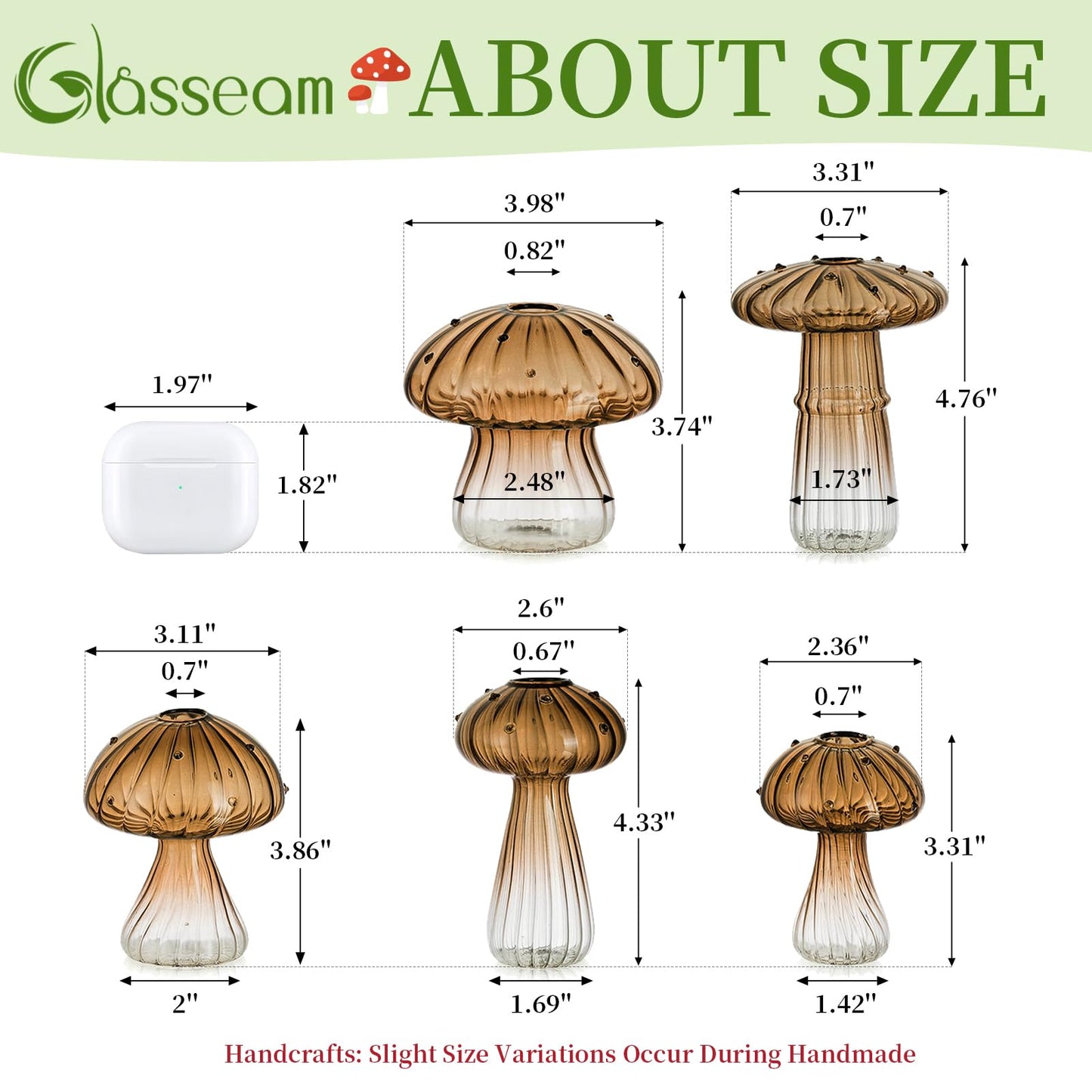 Mushroom Glass Propagation Vase Set