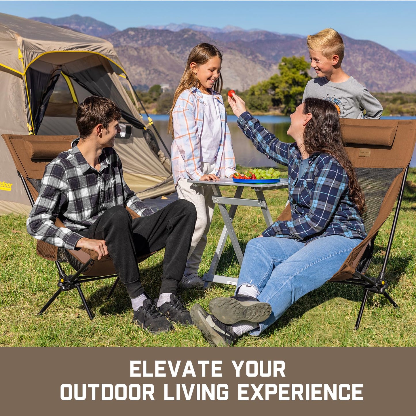 Lightweight Foldable Rocking Camping Chair, Portable Outdoor Rocker Chair with Carry Bag