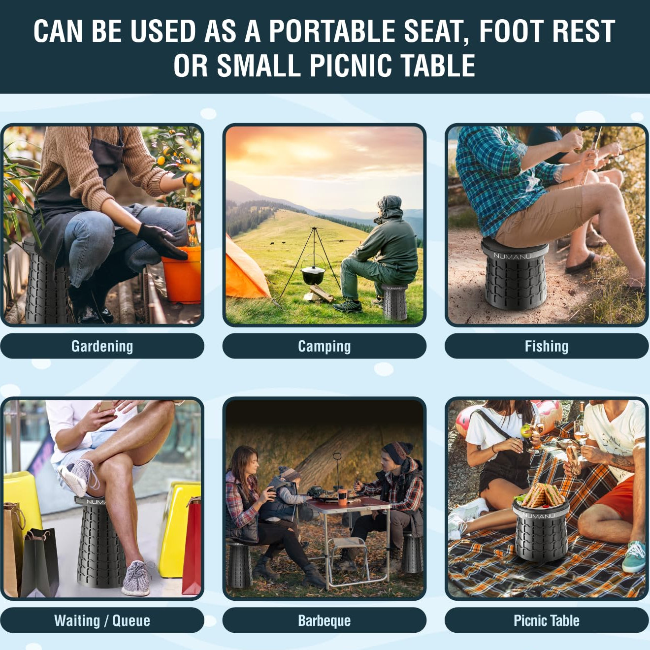 XXL Collapsible Pop Up Stool 19.7", 1000lbs Heavy Duty Portable Folding Outdoor Camping Stool