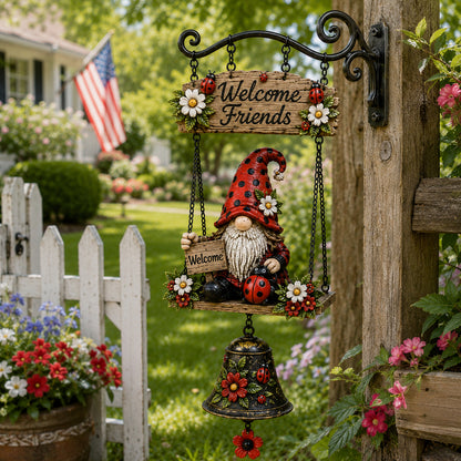 Garden Hanging Welcome Sign With Bell