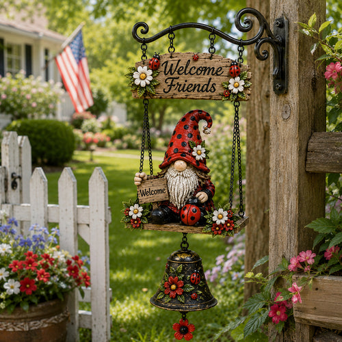 Garden Hanging Welcome Sign With Bell