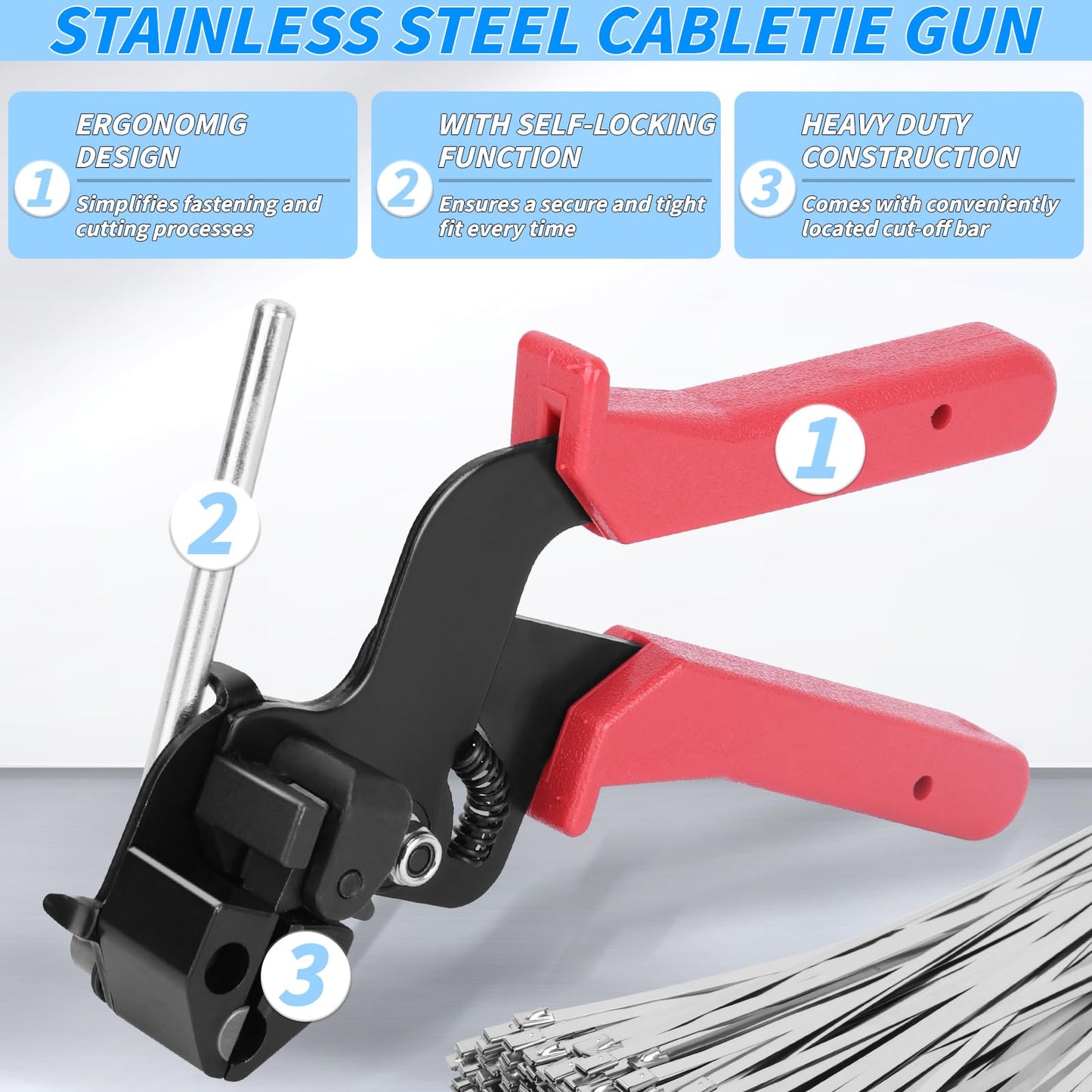 300Pcs 12 Inch Metal Zip Ties with Scissors, Heavy‑Duty Self‑Locking Cable Ties for Multipurpose Bundling