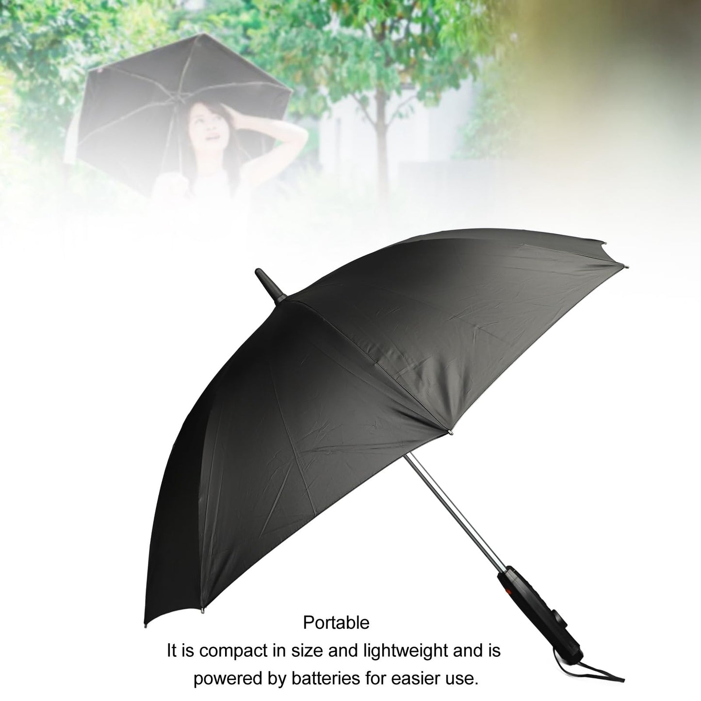 3‑in‑1 Portable Outdoor Umbrella with Fan and Water Sprayer for Summer Travel, Blue