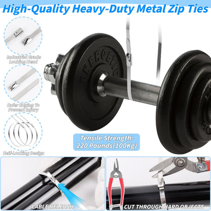 300Pcs 12 Inch Metal Zip Ties with Scissors, Heavy‑Duty Self‑Locking Cable Ties for Multipurpose Bundling