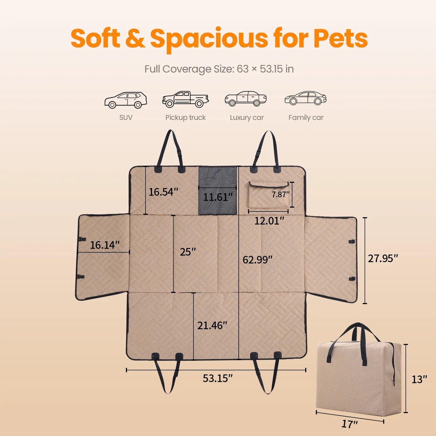 Waterproof Foldable Large Dog Back Seat Car Protector Cover