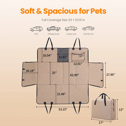 Waterproof Foldable Large Dog Back Seat Car Protector Cover
