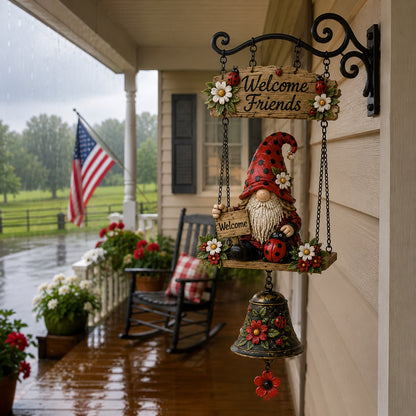 Garden Hanging Welcome Sign With Bell