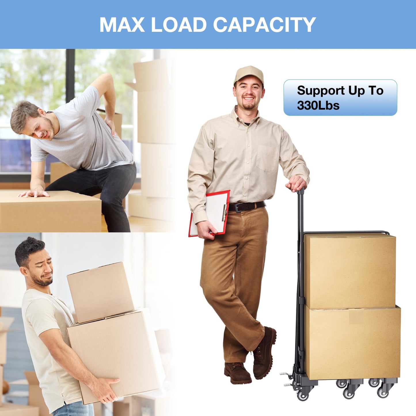 500lbs Folding Hand Truck Portable Luggage Dolly Cart