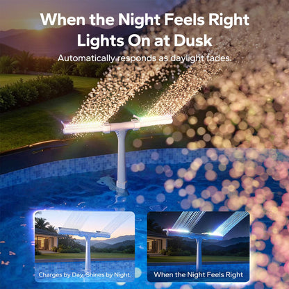 Solar Pool Fountain with Auto Lights & Remote, Dual Adjustable Spray for All Pool Types