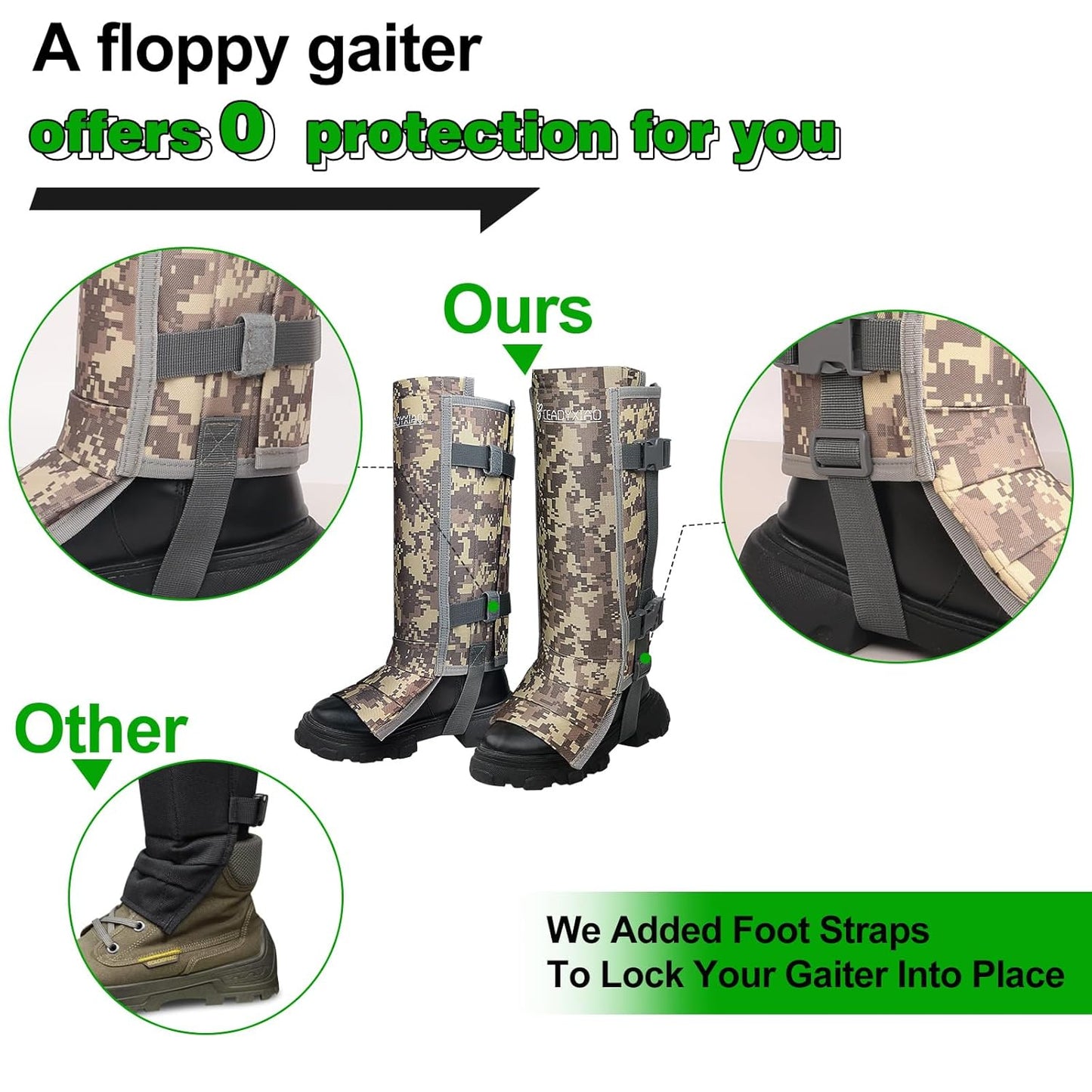 Adjustable Snake Proof Gaiters, Unisex Anti-Snake Bite Leg Guards for Hunting Hiking