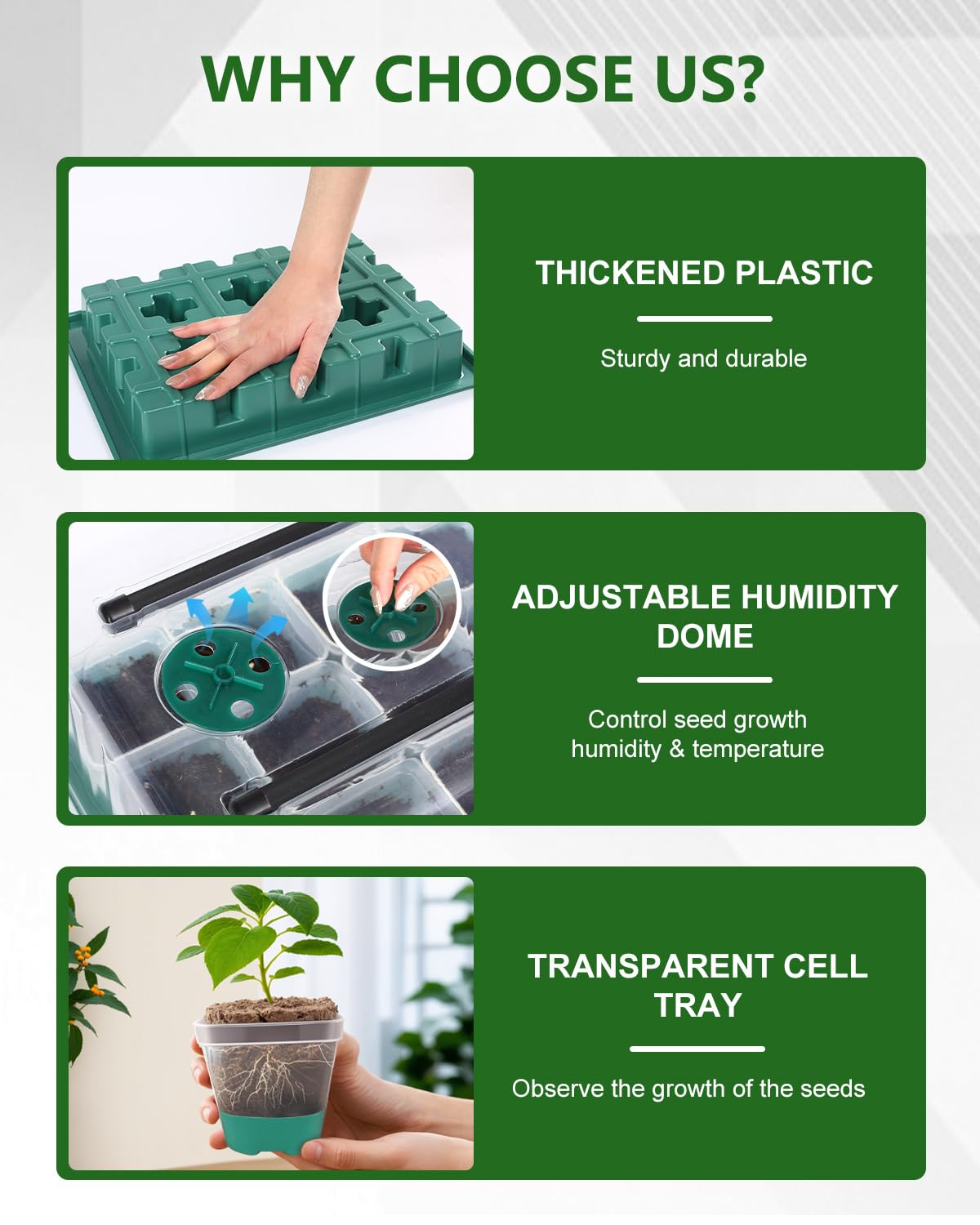 12‑Cell Seed Starting Kit with Grow Light, Graphene Heating Mat and Reusable Silicone Pots