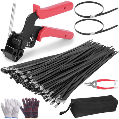300Pcs 12 Inch Metal Zip Ties with Scissors, Heavy‑Duty Self‑Locking Cable Ties for Multipurpose Bundling