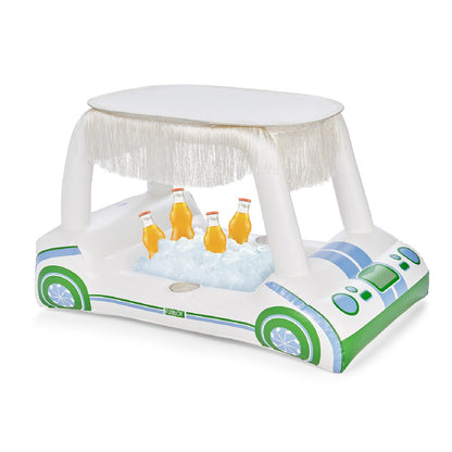 Golf Cart Inflatable Floating Drink Cooler, Pool Float with Cup Holders & Detachable Fringe Shade