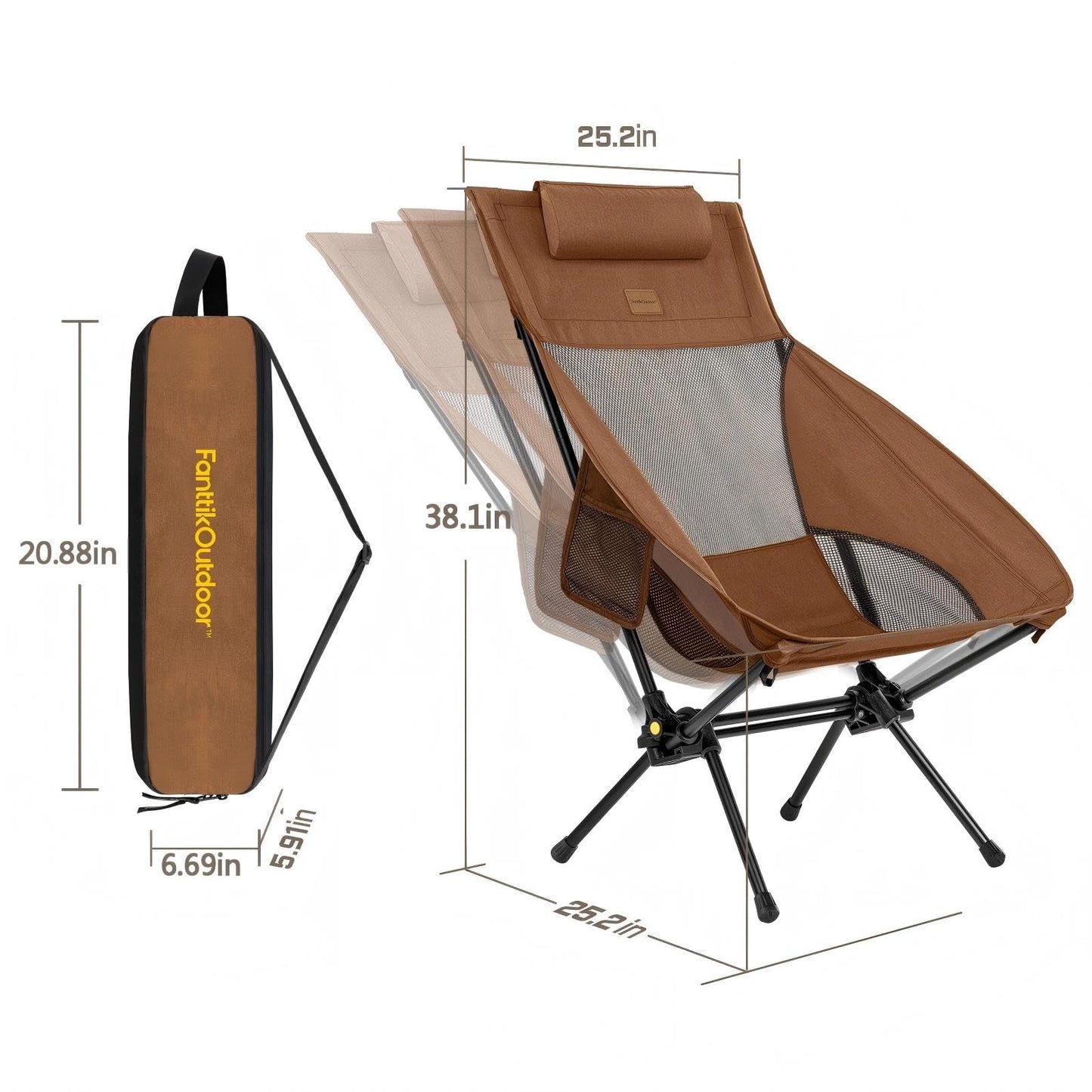 Lightweight Foldable Rocking Camping Chair, Portable Outdoor Rocker Chair with Carry Bag