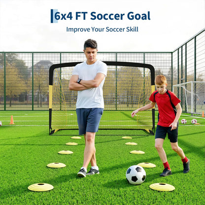 6×4 FT Portable Soccer Goal Set with Cones, Pump & Carry‑Bag for Backyard Beach Training