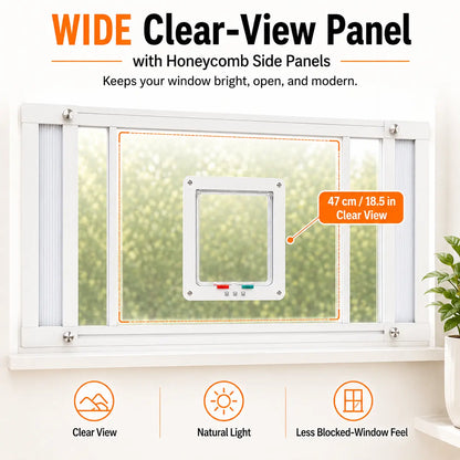 No‑Drill Vertical Sash Cat Window Insert, Aluminum Frame Fits 23.5‑37.5 Inch Windows