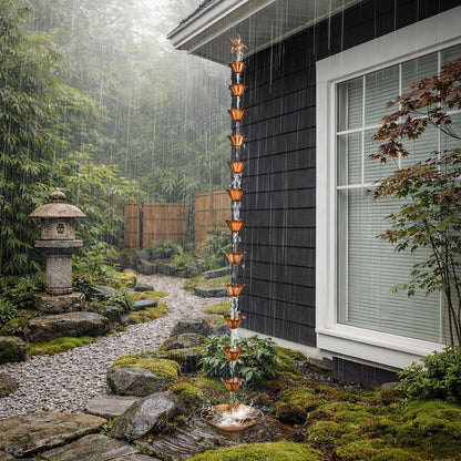 Outdoor Brass Rain Chain Water Feature