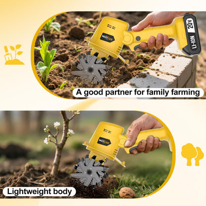 20V Cordless Electric Garden Tiller with Battery and Charger for Soil Cultivating