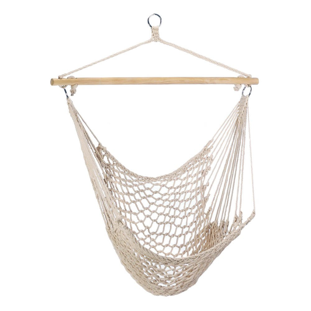 Hanging Rope Hammock Chair, Large Brazilian Net Swing Seat for Indoor Outdoor Patio