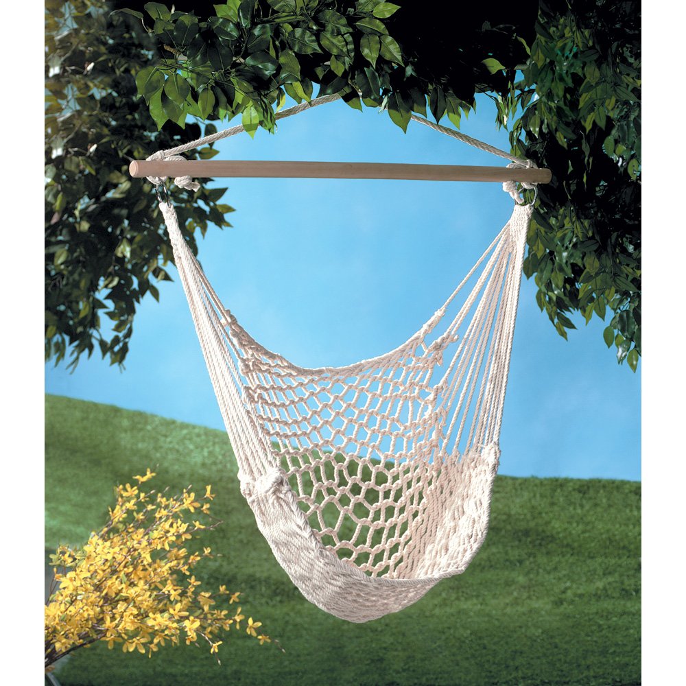 Hanging Rope Hammock Chair, Large Brazilian Net Swing Seat for Indoor Outdoor Patio