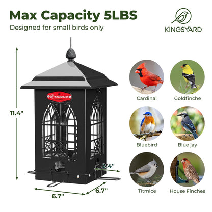 5 Lbs Squirrel Proof Metal Bird Feeder, Weatherproof Outdoor Feeder with Weight-Activated Perches