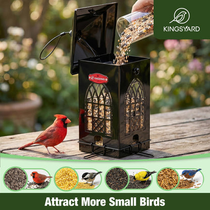 5 Lbs Squirrel Proof Metal Bird Feeder, Weatherproof Outdoor Feeder with Weight-Activated Perches