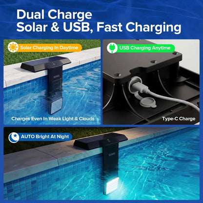 IP68 Waterproof Solar RGB Pool Light, Magnetic Underwater Light with Remote