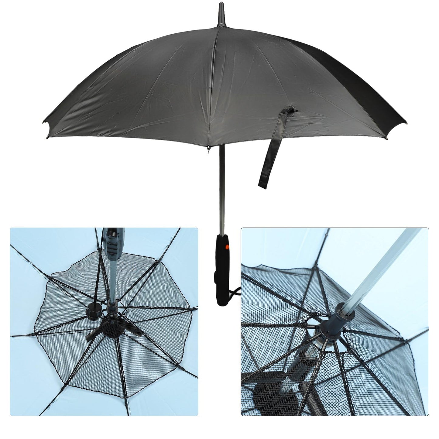 3‑in‑1 Portable Outdoor Umbrella with Fan and Water Sprayer for Summer Travel, Blue