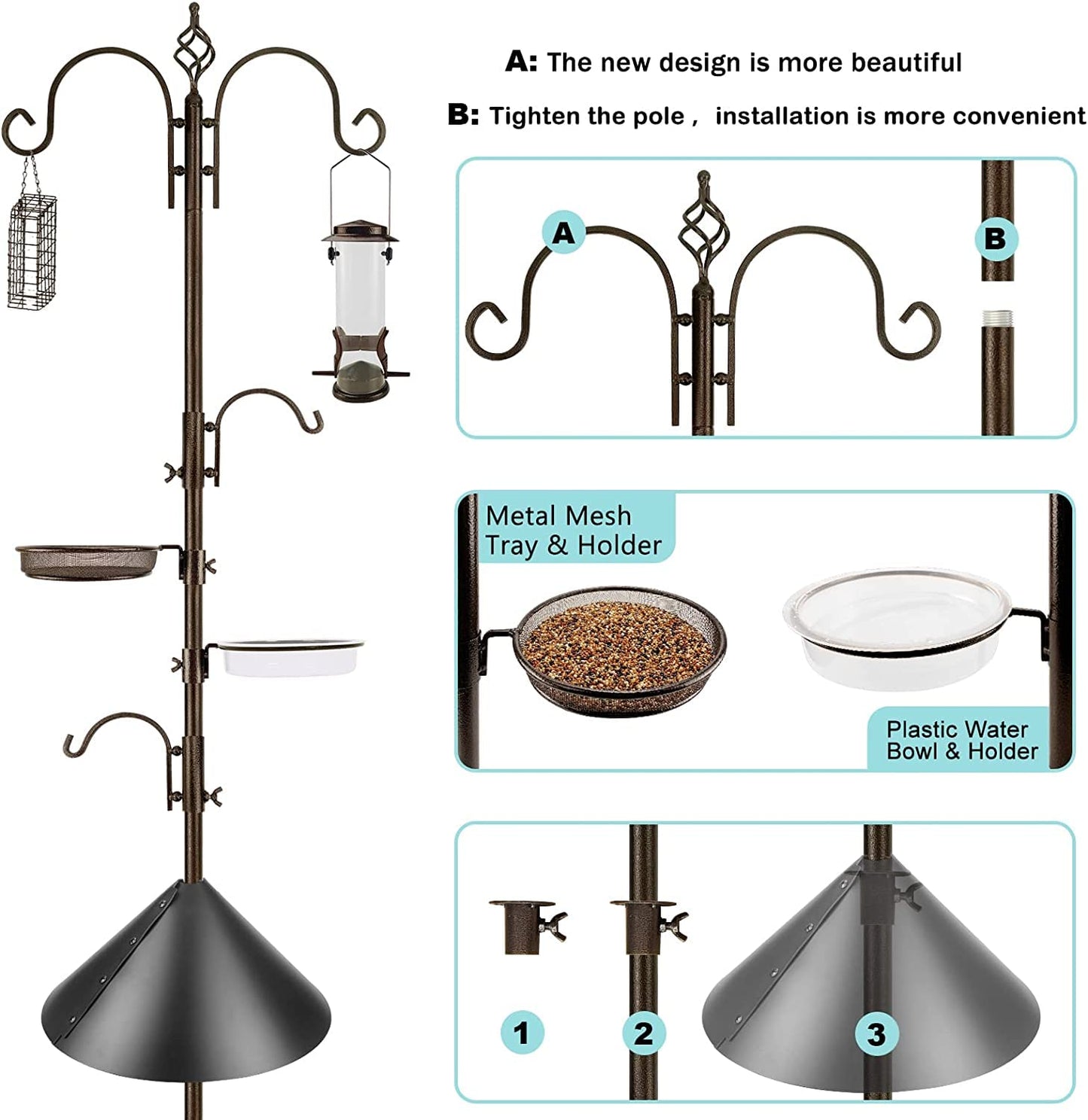 Multifunctional Bird Feeding Pole