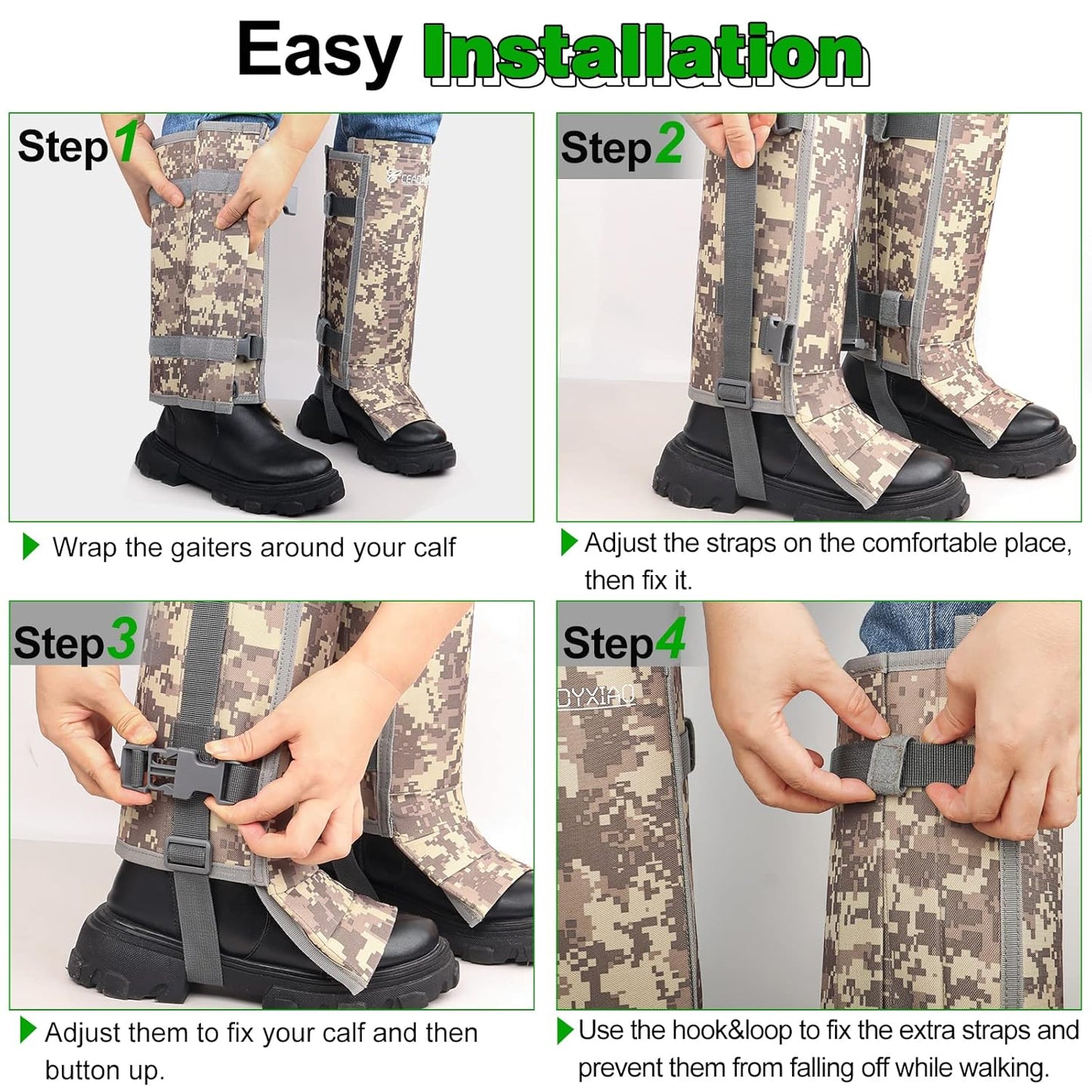 Adjustable Snake Proof Gaiters, Unisex Anti-Snake Bite Leg Guards for Hunting Hiking