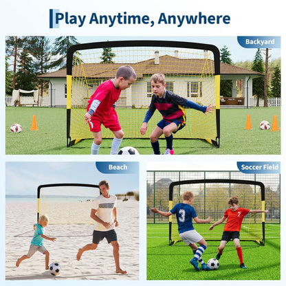 6×4 FT Portable Soccer Goal Set with Cones, Pump & Carry‑Bag for Backyard Beach Training