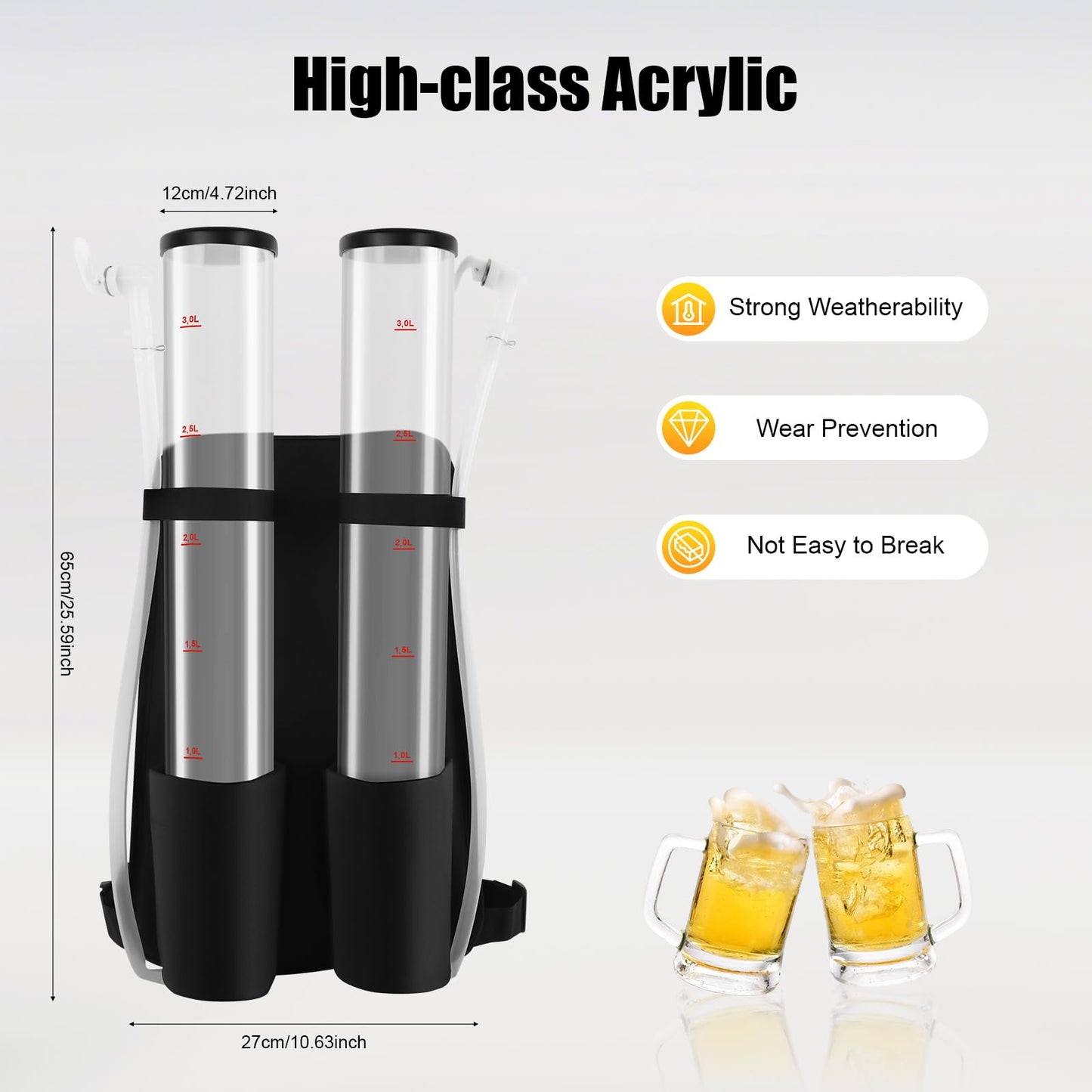 Dual Tank Backpack Beverage Dispenser, Portable Double Barrel Drink Dispenser with Dual Faucets