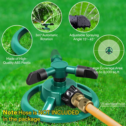 360° Rotating Lawn & Garden Sprinkler, Yard Water Sprinkler for Irrigation and Outdoor Play