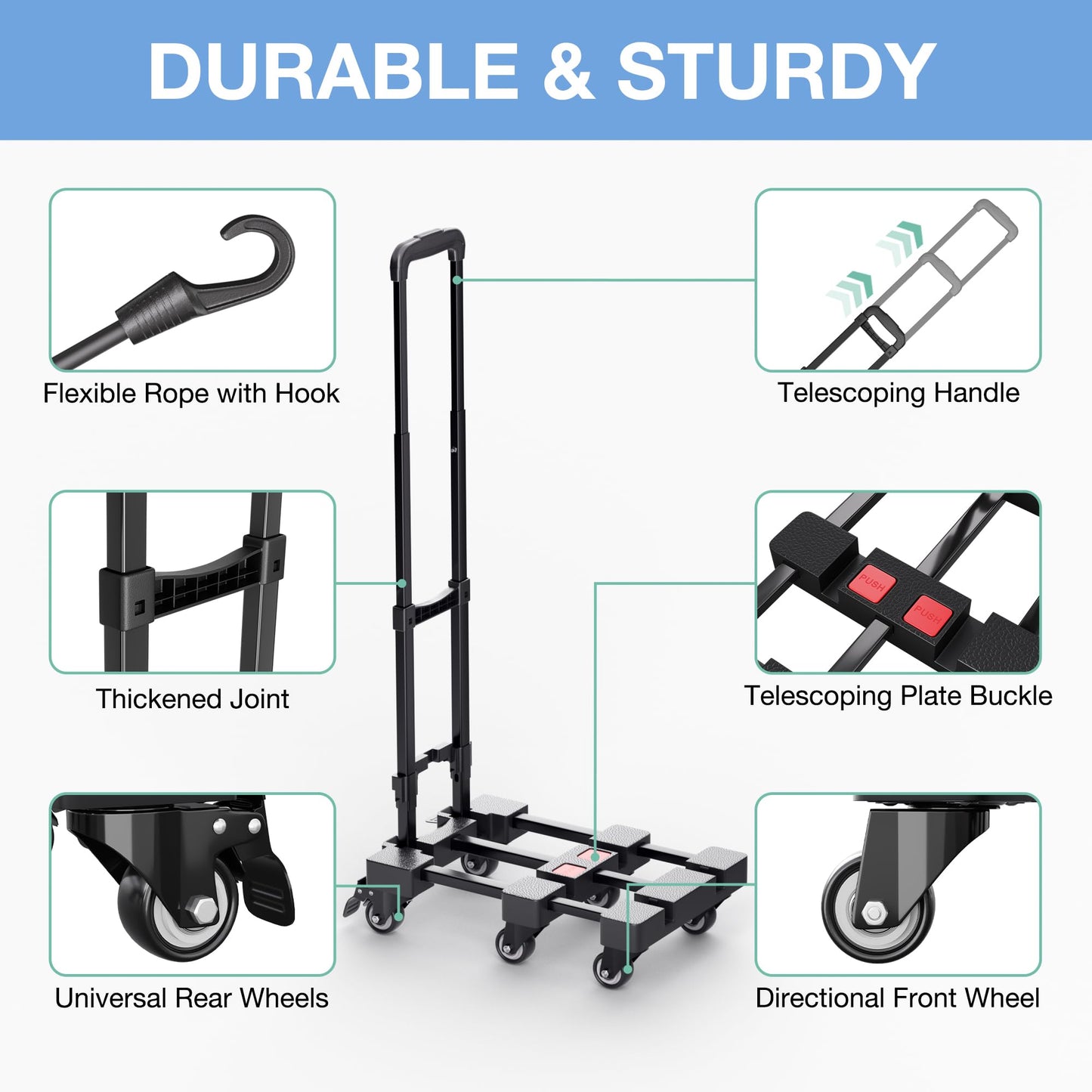 500lbs Folding Hand Truck Portable Luggage Dolly Cart
