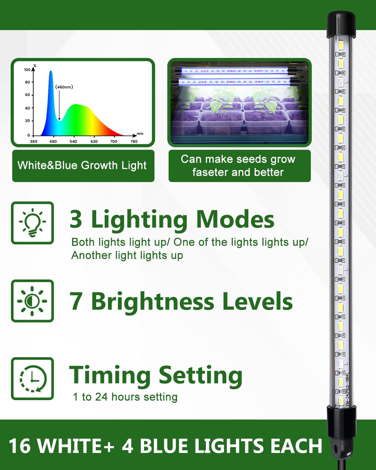 12‑Cell Seed Starting Kit with Grow Light, Graphene Heating Mat and Reusable Silicone Pots