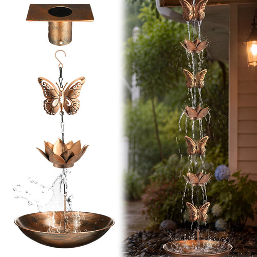 Outdoor Brass Rain Chain Water Feature